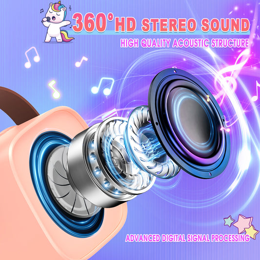Mini Karaoke Machine for Kids, Birthday Gifts for 3 4 5 6 7 8 9 10 Year Old Girls, 2 Karaoke Microphones for Kids,Bluetooth Speaker, Gifts for Girls