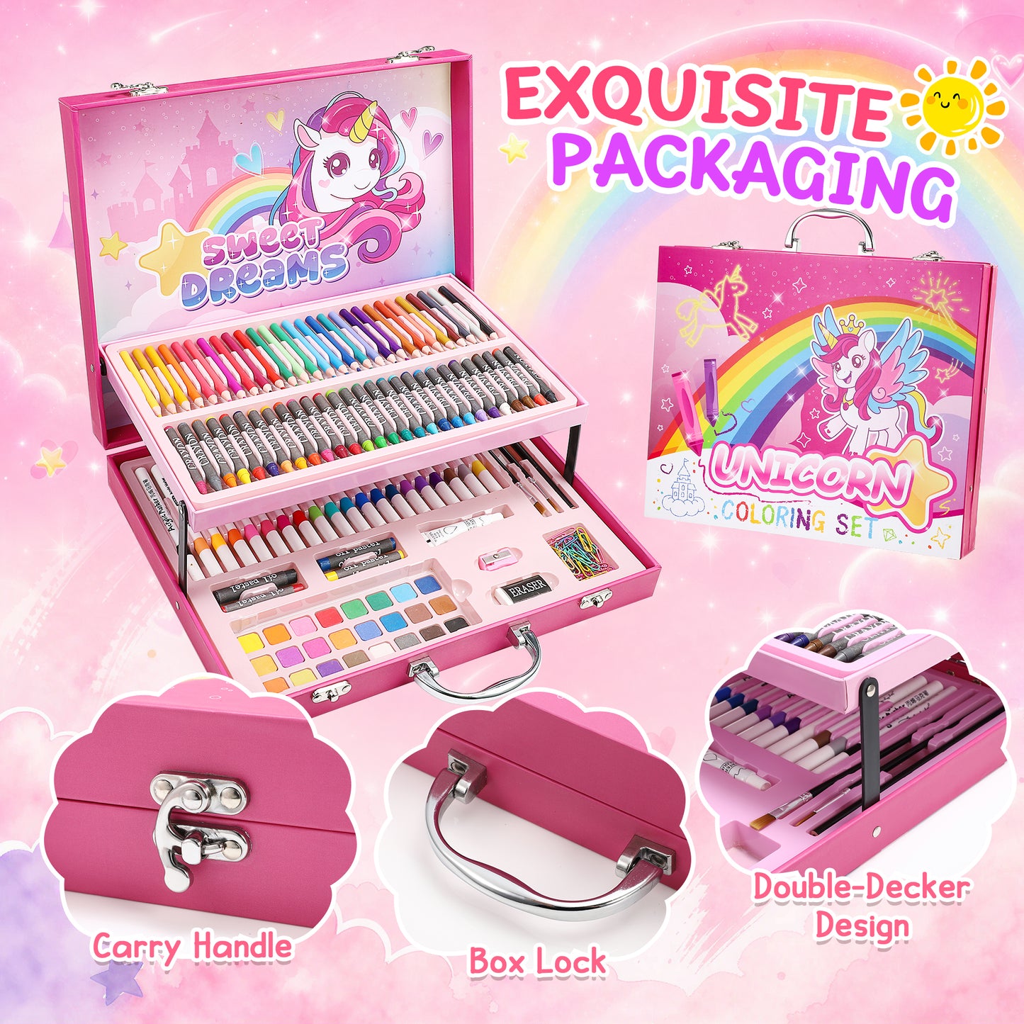 Drawing Kit for Kids Age 8-12, Art Supplies for Kids with Crayons, Drawing Pencils