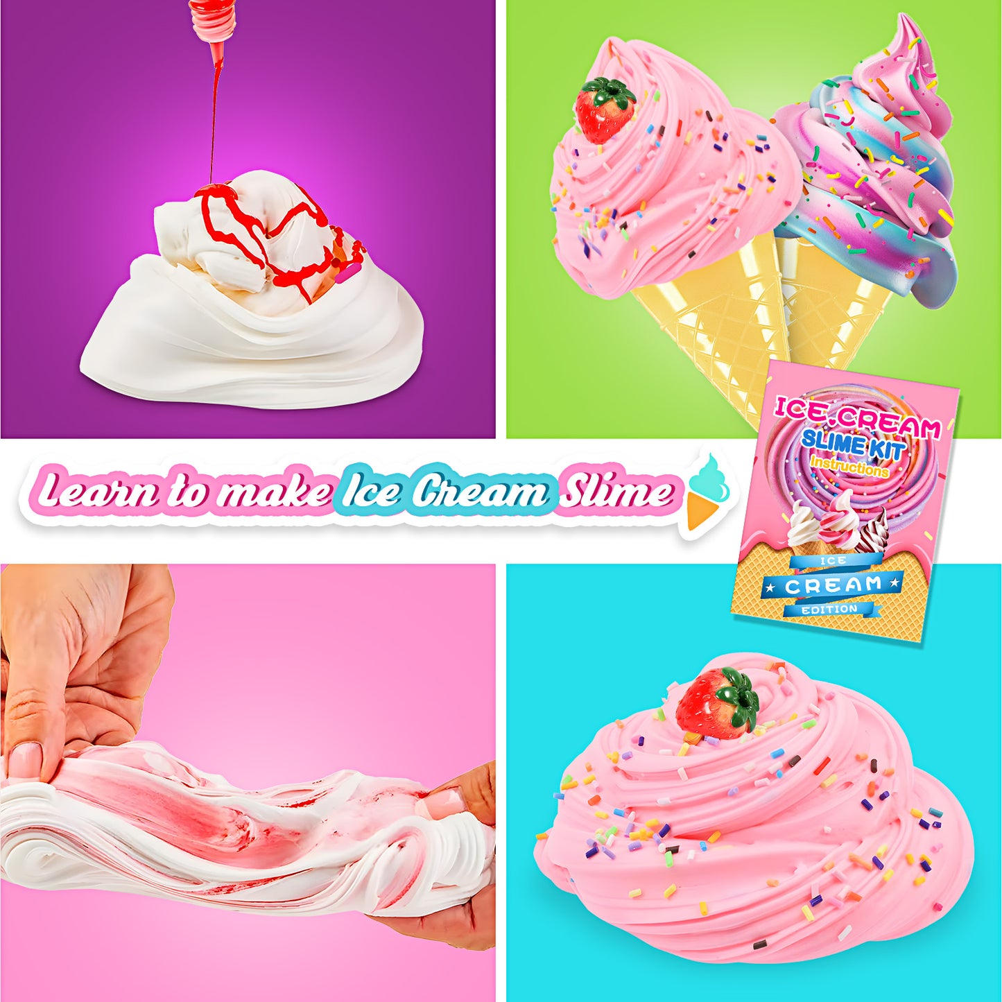 Slime Kits for Girls, Slime Making Kit 5 6 7 8 9 10 Years Old Girls Gifts, DIY Ice Cream Slime Kit Toys for Ages 6-8-12, Birthday Gifts for Girls Ages 6-12, Girls Christmas Present for Kids