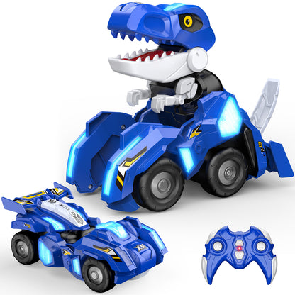 Dinosaur Transform RC Car for Kids, Dinosaur Toys for Kids 3-5, 3 4 5 6 7 8 Year Old Boys Gift, Remote Control Car-Blue
