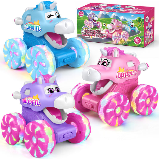 3 Pcs Unicorn Truck Set, Unicorn Toy Gift for Girls Ages 3–8, Unicorn Car Set