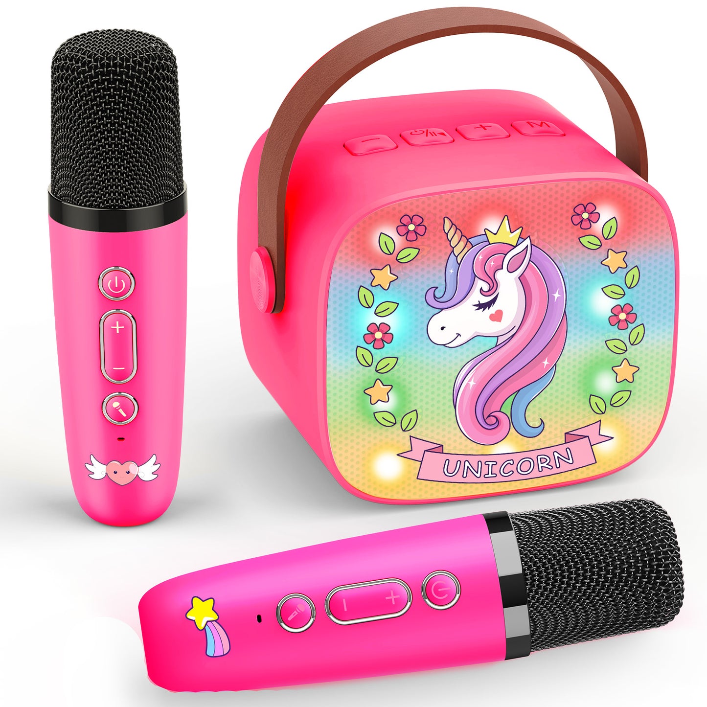 Mini Karaoke Machine for Kids, Birthday Gifts for 3 4 5 6 7 8 9 10 Year Old Girls, 2 Wireless Karaoke Microphones for Kids