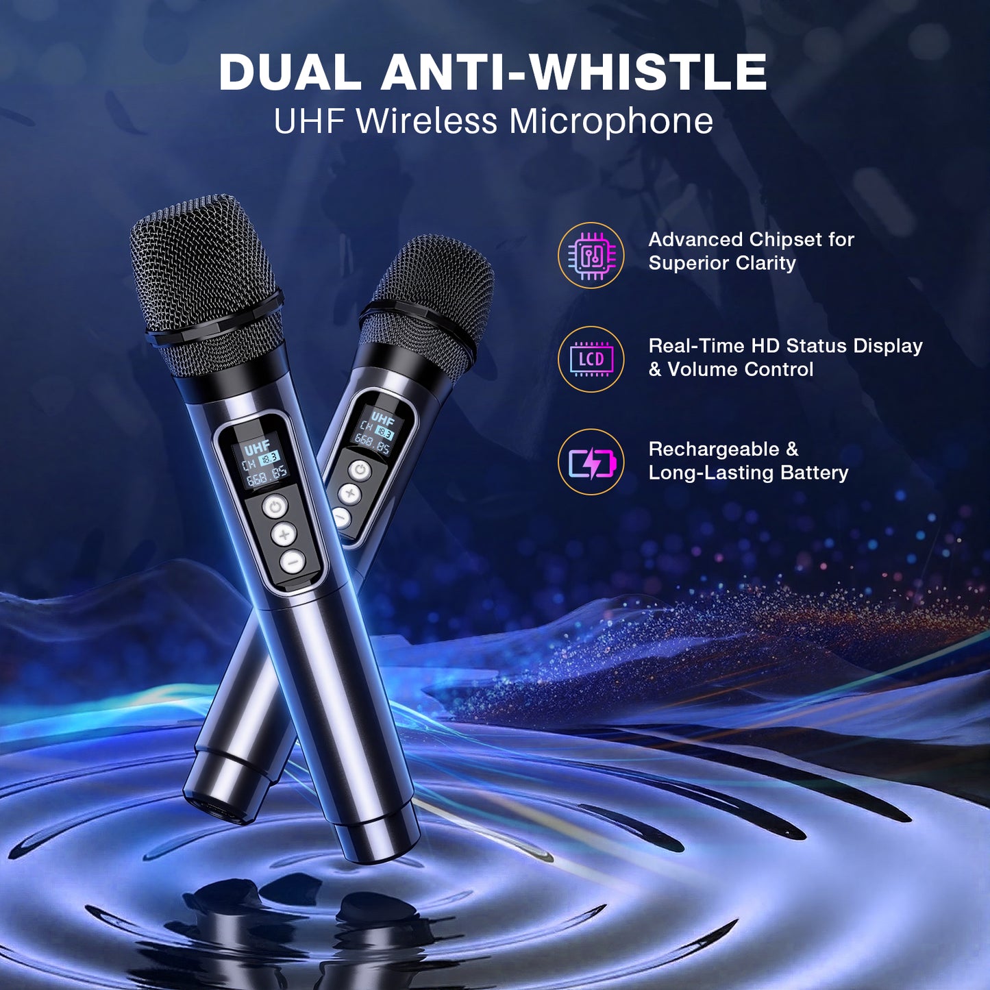 Karaoke Machine for Adults, 20 W Portable Wireless Speaker with 2 Wireless Microphones