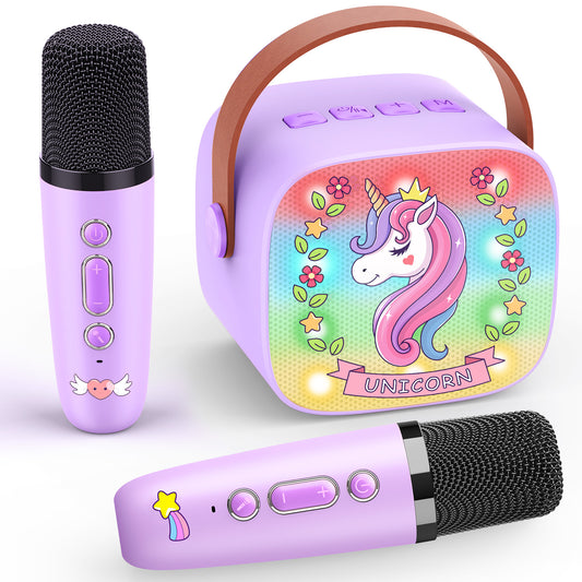 Kids Karaoke Machine with 2 Microphones, 3 4 5 6 7 8 9 10 Year Old Girls Gifts, Kids Karaoke Microphones, 3-8 Year Old Girls Toys Christmas Birthday Gifts