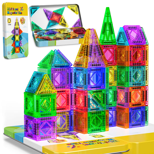 Magnetic Tiles Travel Set for Kids, 43 Pcs STEM Building Toys for Kids