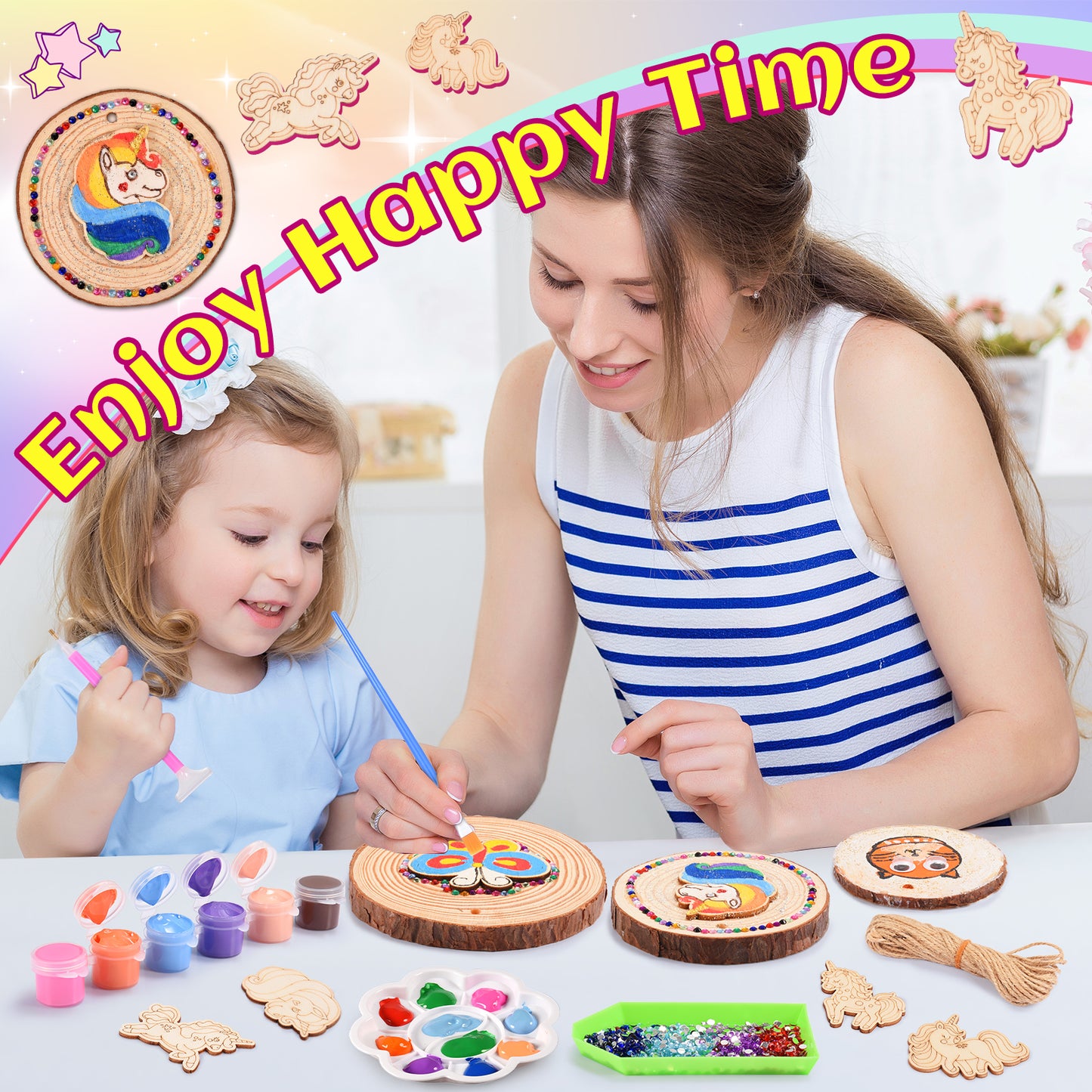 Craft Kit for Girls Age 6-12, Wooden Painting Craft Kit for Kids