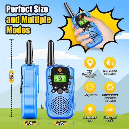 Kids Walkie Talkies 3 Packs, 2 Way Radio, 3 KM Long Range, 22 Channels Indoor Outdoor Toy for Boys