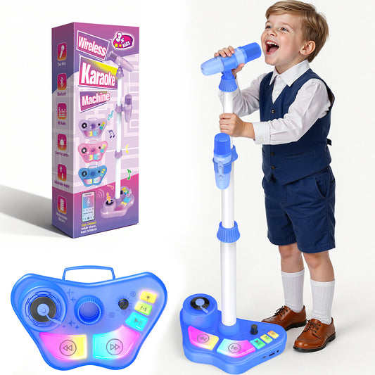 Bluetooth Karaoke Machine with Adjustable Stand, Karaoke Microphone for Kids, Gift for 3-8 Year Old Boys Girls for Birthday Christmas