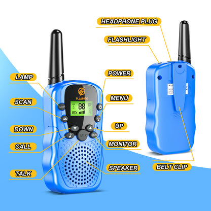 Kids Walkie Talkies 3 Packs, 2 Way Radio, 3 KM Long Range, 22 Channels Indoor Outdoor Toy for Boys