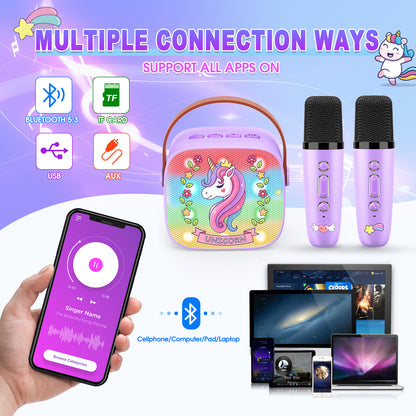Kids Karaoke Machine with 2 Microphones, 3 4 5 6 7 8 9 10 Year Old Girls Gifts, Kids Karaoke Microphones, 3-8 Year Old Girls Toys Christmas Birthday Gifts