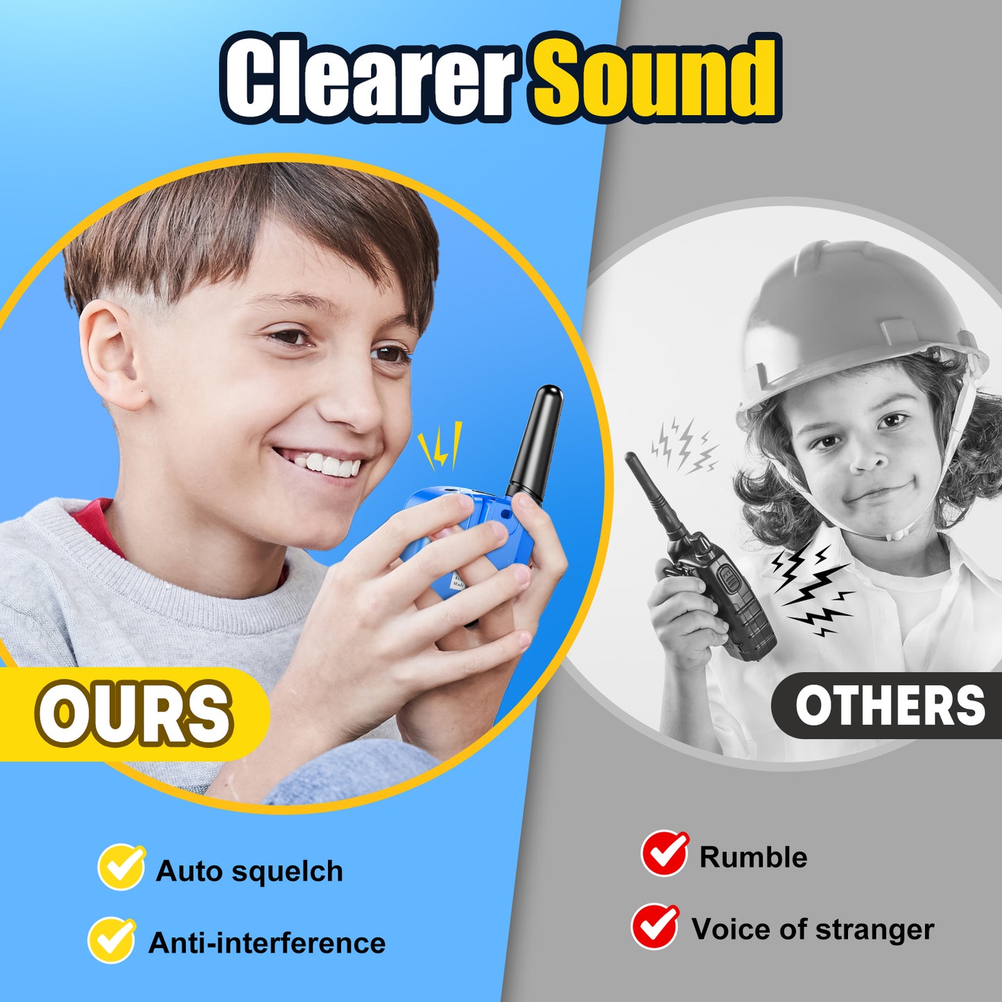 Kids Walkie Talkies 3 Packs, 2 Way Radio, 3 KM Long Range, 22 Channels Indoor Outdoor Toy for Boys