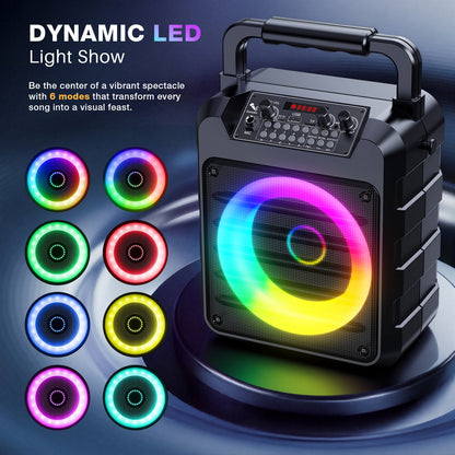 Karaoke Machine for Adults, 20 W Portable Wireless Speaker with 2 Wireless Microphones