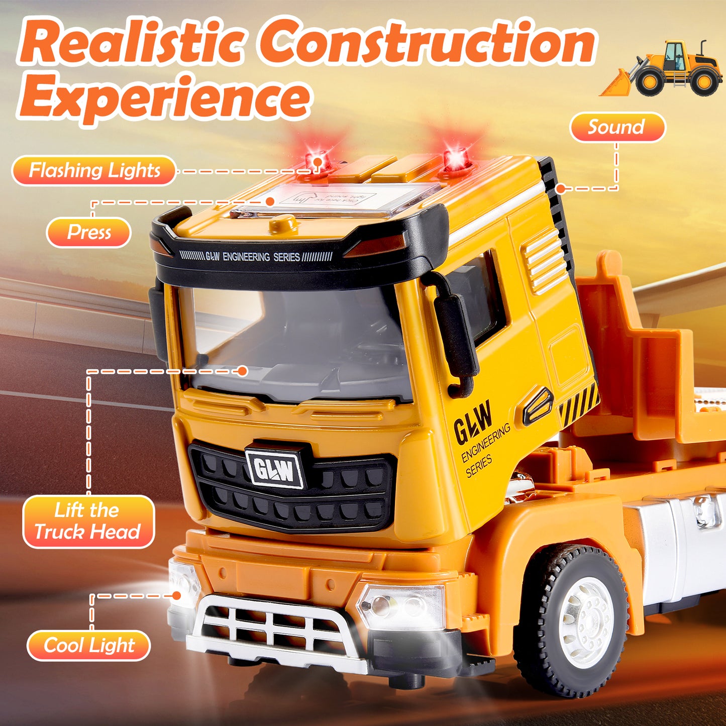 Engineering Construction Vehicles Truck, Toys Gifts for 3 4 5 6 7 Years Old Boys