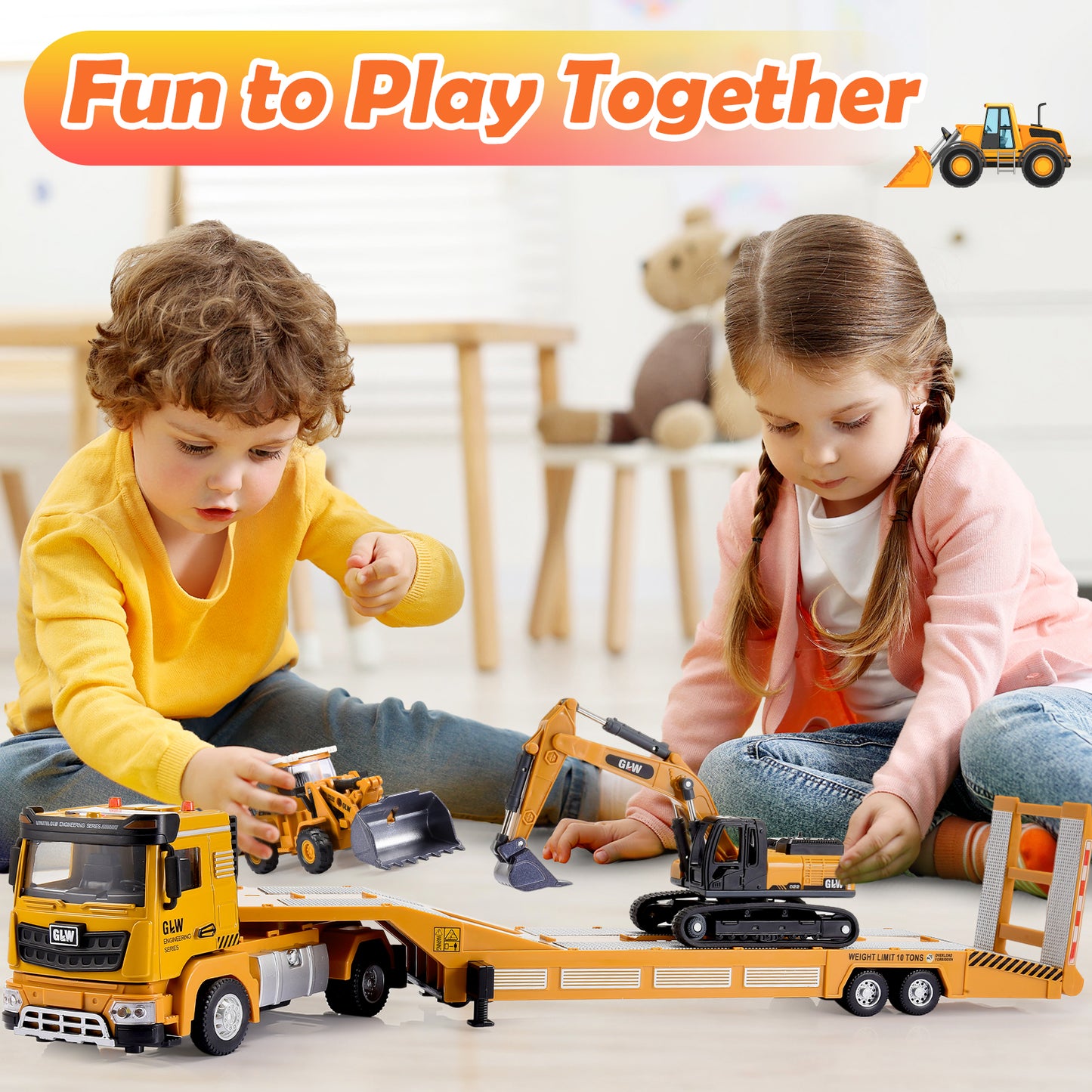 Engineering Construction Vehicles Truck, Toys Gifts for 3 4 5 6 7 Years Old Boys