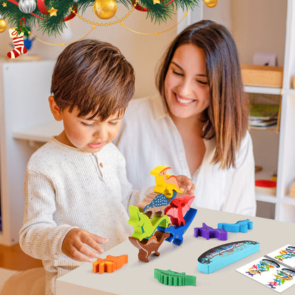 Dinosaur Toys for Kids 3-5, Dinosaur Balance Game, Wooden Stacking Blocks Montessori Toys