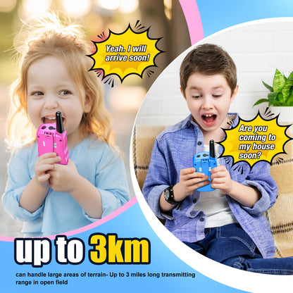 Kids Walkie Talkies 3 Packs, 2 Way Radio, 3 KM Long Range, 22 Channels Indoor Outdoor Toy for Boys