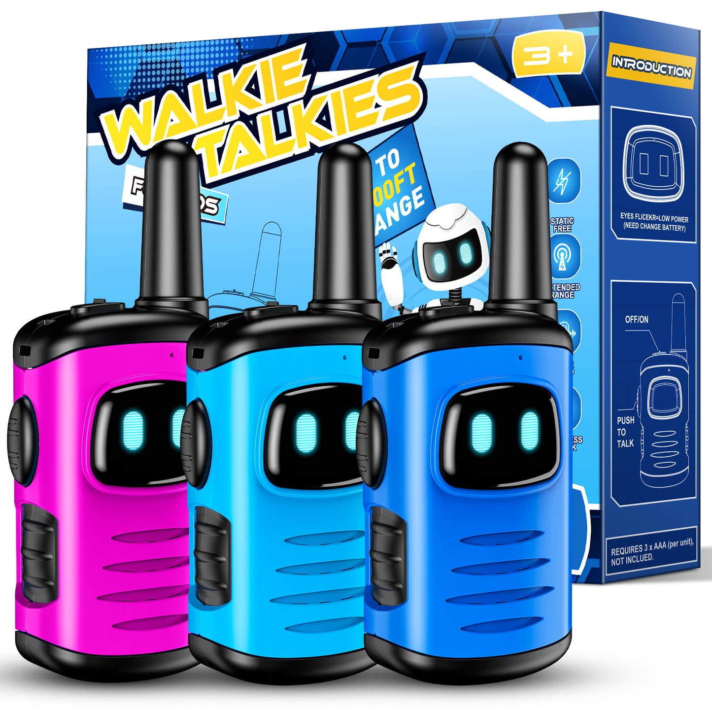 ATOPDREAM Walkie Talkies for Kid, 2 Way Radio, Mini Robots Walkies Talkie Outdoor Toys for Boy