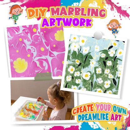 Glow Water Marbling Paint Kit, Painting Craft Kits for Kids Age 6-8, Gifts for 6 7 8 9 10-12 Year Old Boys Girls, Birthday Gift Ideas