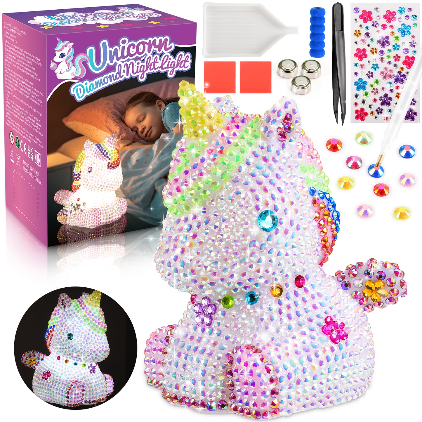 Decorate Unicorn Night Light, Gifts for 6 7 8 9 10 11 12 Year Old Girls, Crafts for Girls