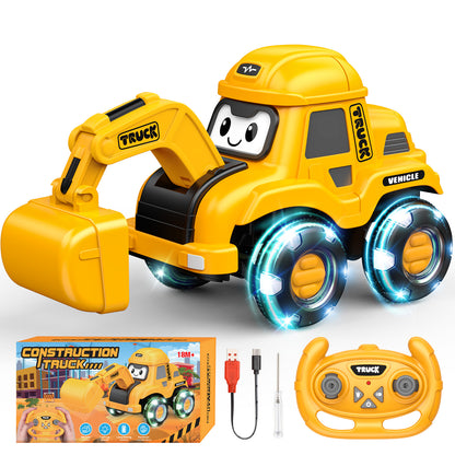 Remote Control Car for Kids Toddler, Construction Excavator Toy for 2 3 4 5 6 Year Old Boys