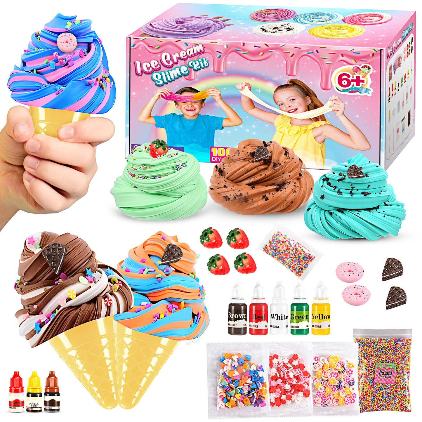 Slime Kits for Girls, Slime Making Kit 5 6 7 8 9 10 Years Old Girls Gifts, DIY Ice Cream Slime Kit Toys for Ages 6-8-12, Birthday Gifts for Girls Ages 6-12, Girls Christmas Present for Kids