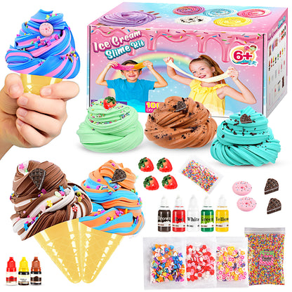 Slime Kits for Girls, Slime Making Kit 5 6 7 8 9 10 Years Old Girls Gifts, DIY Ice Cream Slime Kit Toys for Ages 6-8-12, Birthday Gifts for Girls Ages 6-12, Girls Christmas Present for Kids
