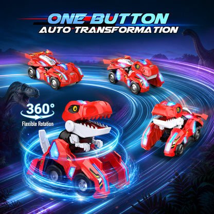 Dinosaur Transform RC Car for Kids, Dinosaur Toys for Kids 3-5, 3 4 5 6 7 8 Year Old Boys Gift, Remote Control Car-Red