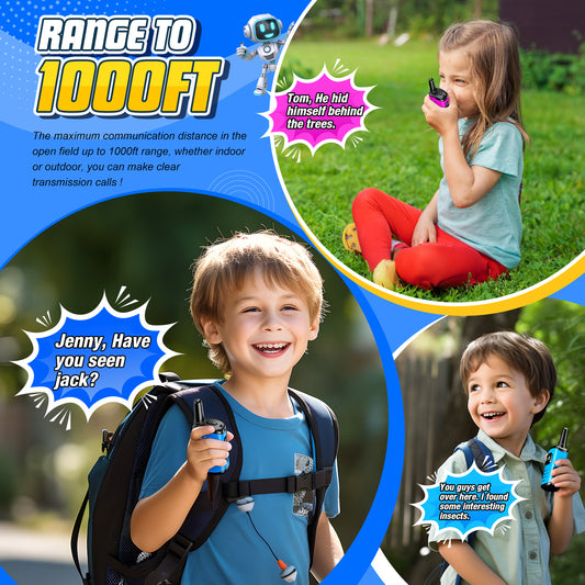 ATOPDREAM Walkie Talkies for Kid, 2 Way Radio, Mini Robots Walkies Talkie Outdoor Toys for Boy