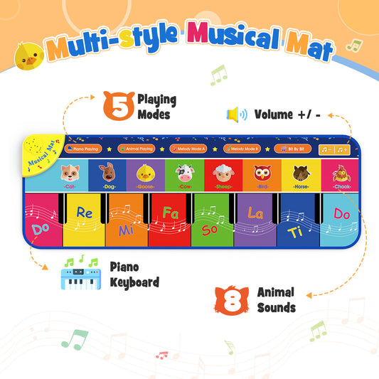 Piano Mat Keyboard Piano for Kids 3 4 5 6 Years Old, Dance Mat Toddler Musical Toys Floor Keyboard Piano Mat, Girls Gifts for Kids Boys Girls Ages 3 4 5 6 7 8