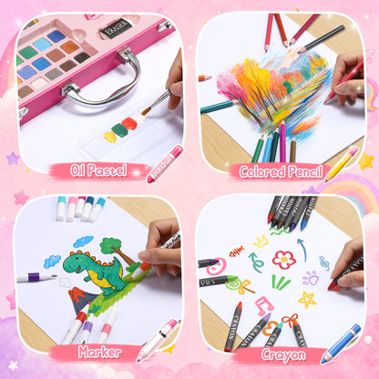 Drawing Kit for Kids Age 8-12, Art Supplies for Kids with Crayons, Drawing Pencils