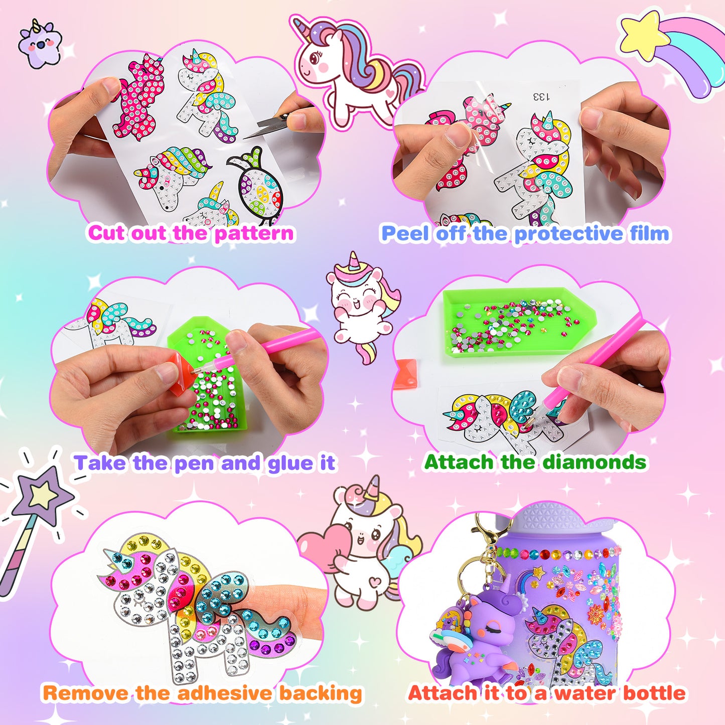 Decorate Your Own Water Bottle for Girls, Gifts for 5 6 7 8 9 Year Old Girls, Unicorn Painting Craft Girls Birthday Gifts, Unicorn Themed Craft Kits for Girls Ages 6-12
