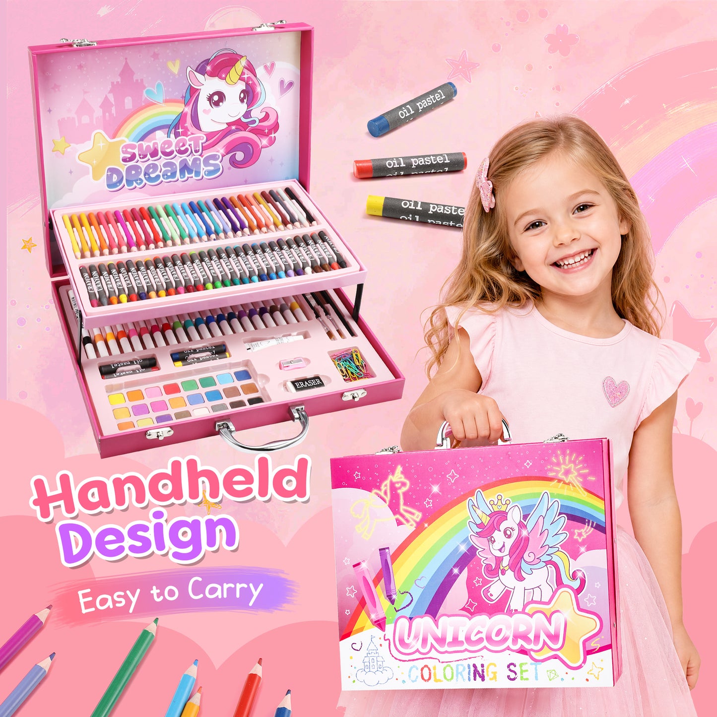 Drawing Kit for Kids Age 8-12, Art Supplies for Kids with Crayons, Drawing Pencils