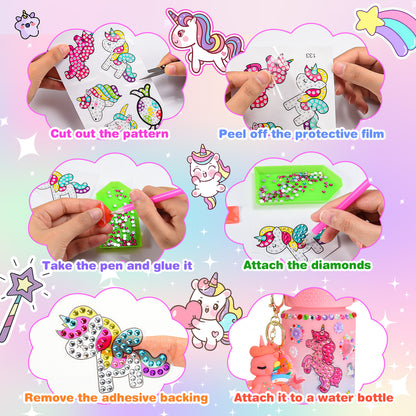 ATOPDREAM Decorate Your Own Water Bottle for Girls, Gifts for 5 6 7 8 9 Year Old Girls, Unicorn Themed Craft Kits for Girls