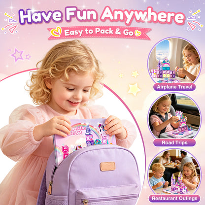 Travel Magnetic Tiles Set Unicorn Theme, 40 Pcs STEM Building Toys for Kids Ages 3-8, Unicorn Toy Gifts