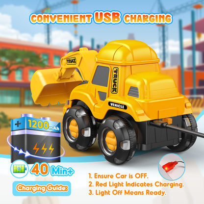 Remote Control Car for Kids Toddler, Construction Excavator Toy for 2 3 4 5 6 Year Old Boys