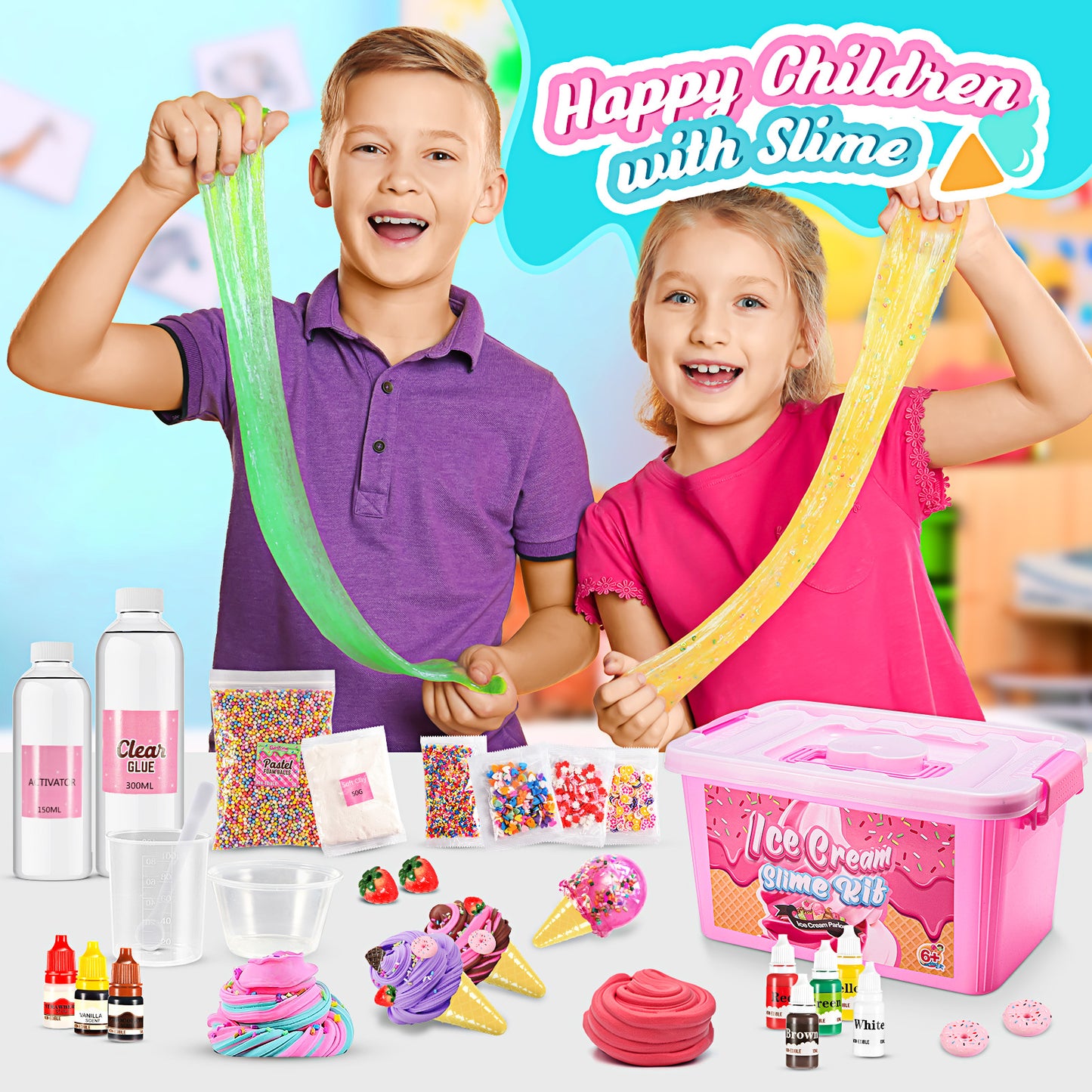 Slime Kits for Girls, Slime Making Kit 5 6 7 8 9 10 Years Old Girls Gifts, DIY Ice Cream Slime Kit Toys for Ages 6-8-12, Birthday Gifts for Girls Ages 6-12, Girls Christmas Present for Kids
