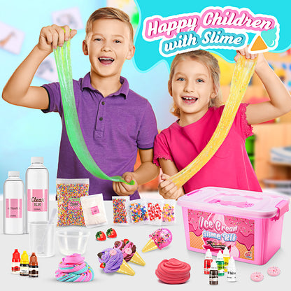 Slime Kits for Girls, Slime Making Kit 5 6 7 8 9 10 Years Old Girls Gifts, DIY Ice Cream Slime Kit Toys for Ages 6-8-12, Birthday Gifts for Girls Ages 6-12, Girls Christmas Present for Kids