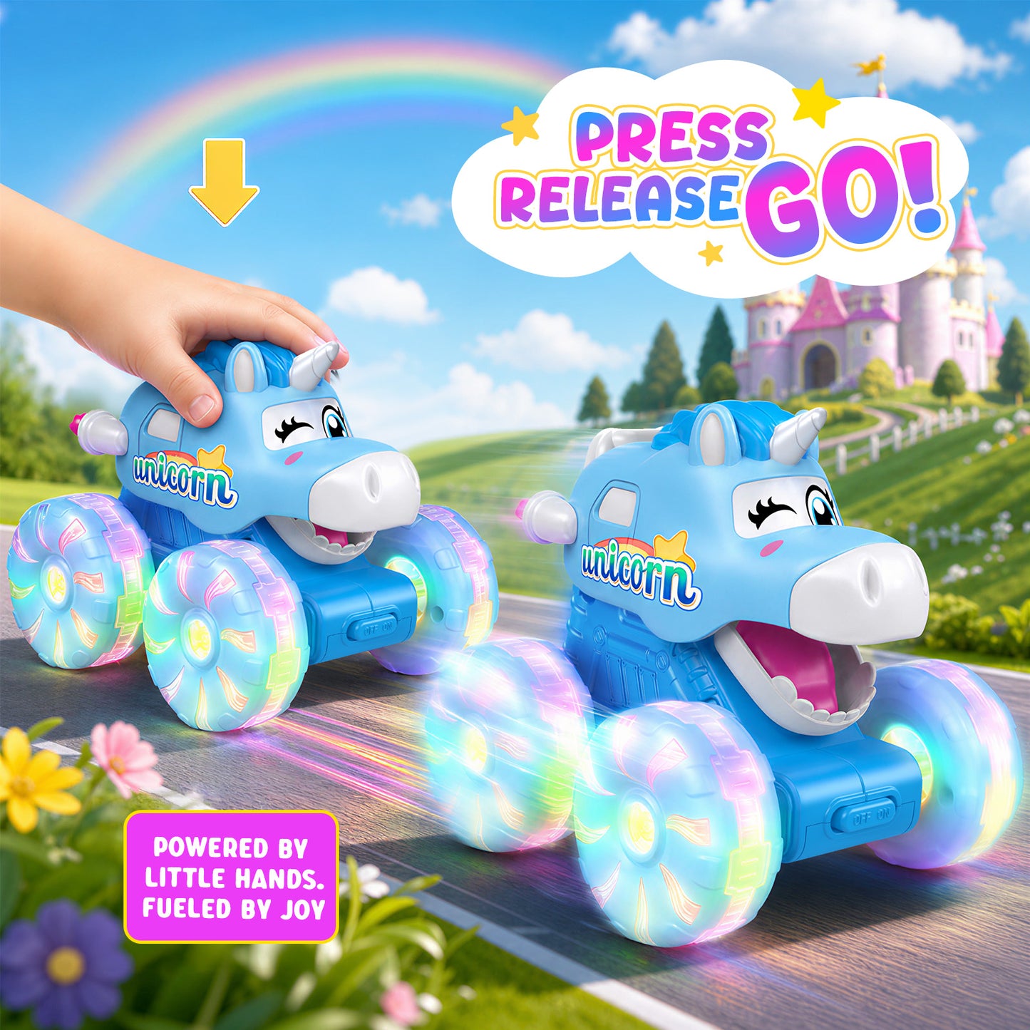 3 Pcs Unicorn Truck Set, Unicorn Toy Gift for Girls Ages 3–8, Unicorn Car Set