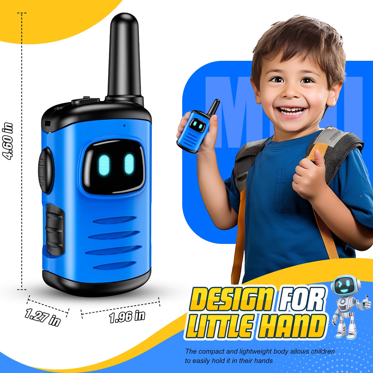 ATOPDREAM Walkie Talkies for Kid, 2 Way Radio, Mini Robots Walkies Talkie Outdoor Toys for Boy