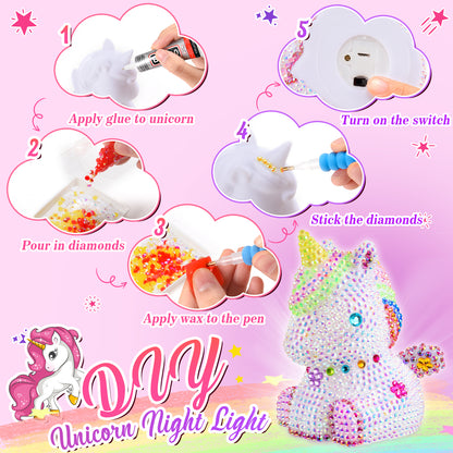 Decorate Unicorn Night Light, Gifts for 6 7 8 9 10 11 12 Year Old Girls, Crafts for Girls