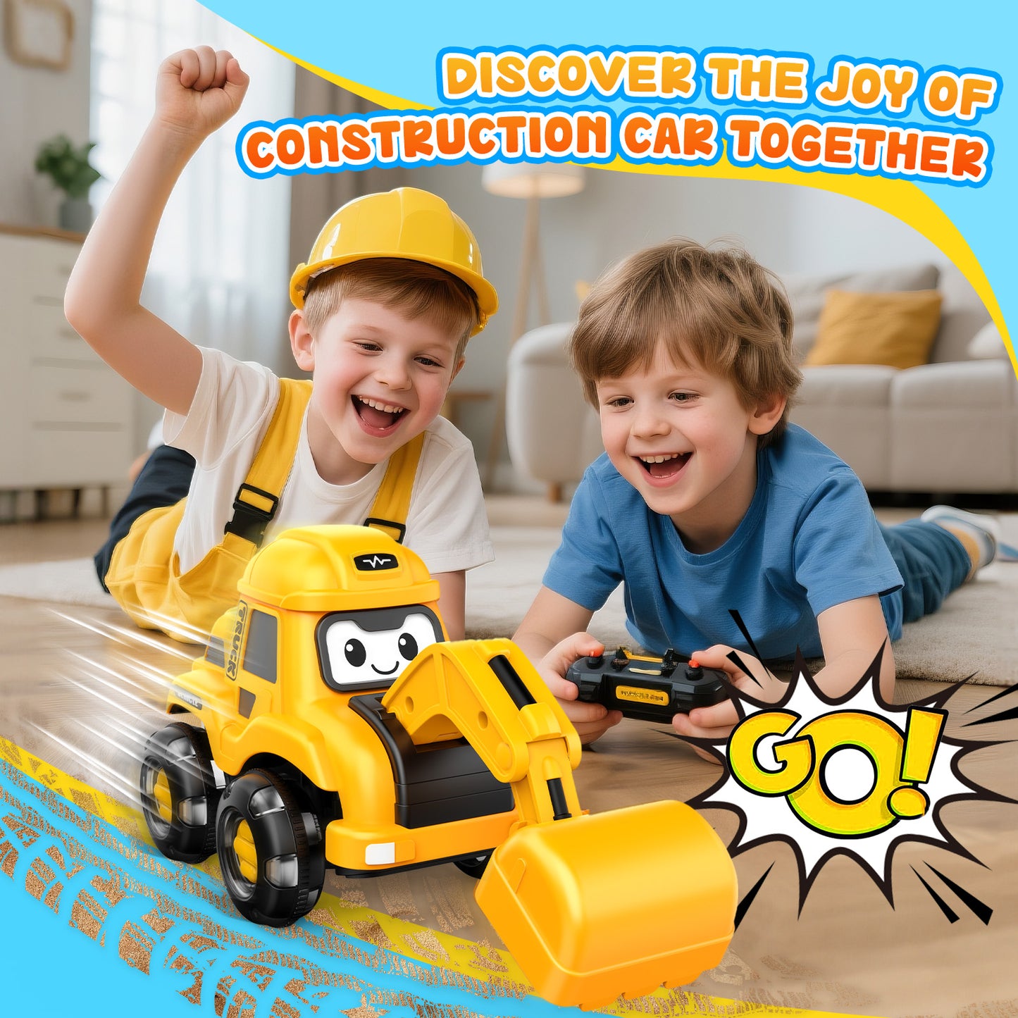 Remote Control Car for Kids Toddler, Construction Excavator Toy for 2 3 4 5 6 Year Old Boys