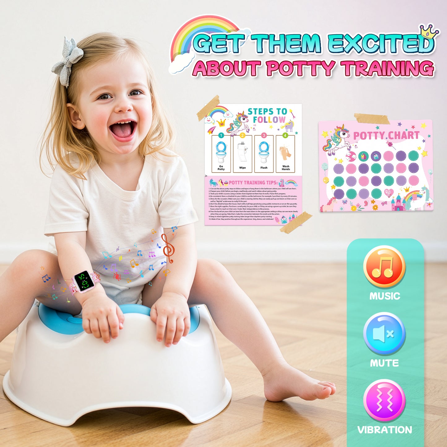 Potty Training Watch for Toddler, Toilet Training Reminder with Music Vibration