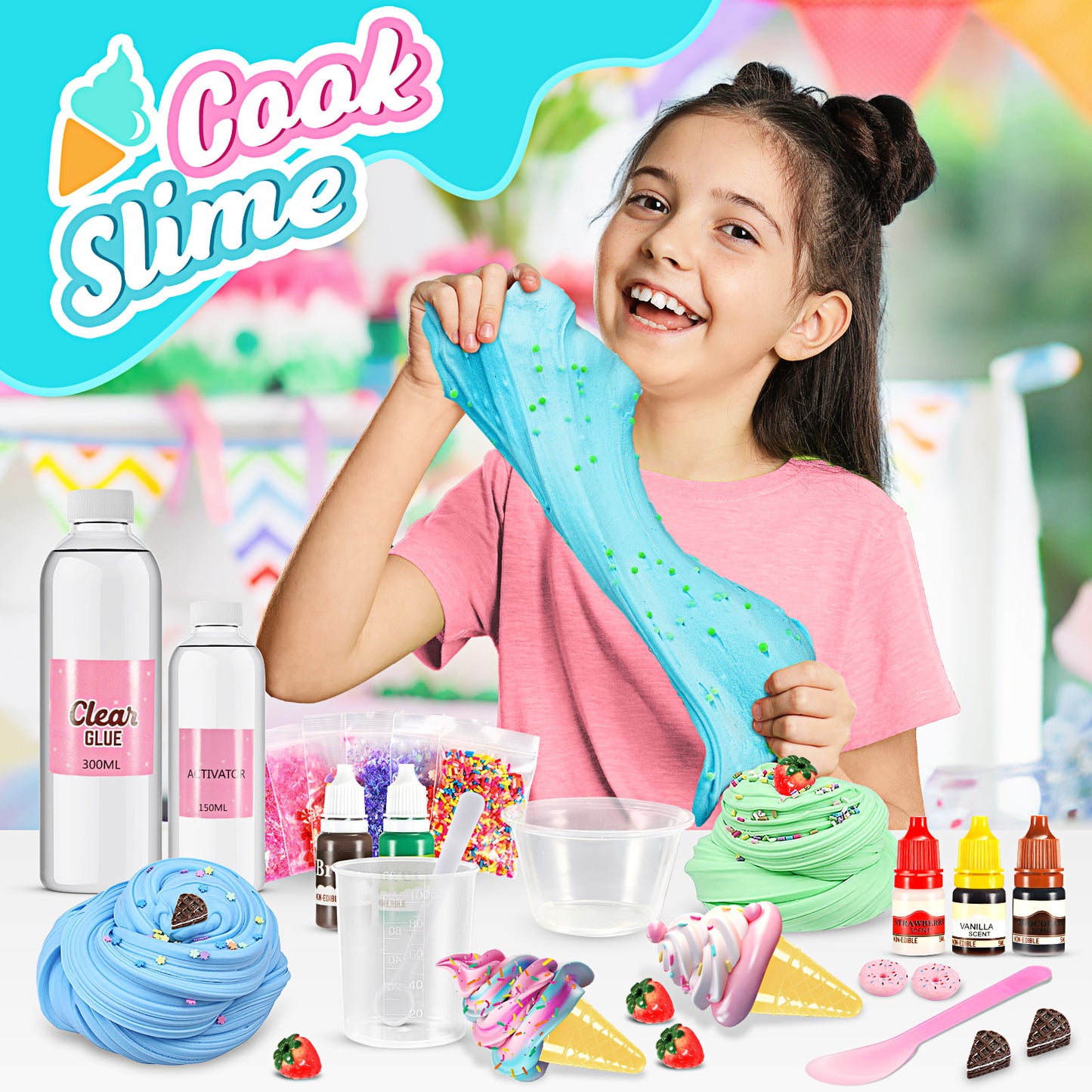 Slime Kits for Girls, Slime Making Kit 5 6 7 8 9 10 Years Old Girls Gifts, DIY Ice Cream Slime Kit Toys for Ages 6-8-12, Birthday Gifts for Girls Ages 6-12, Girls Christmas Present for Kids