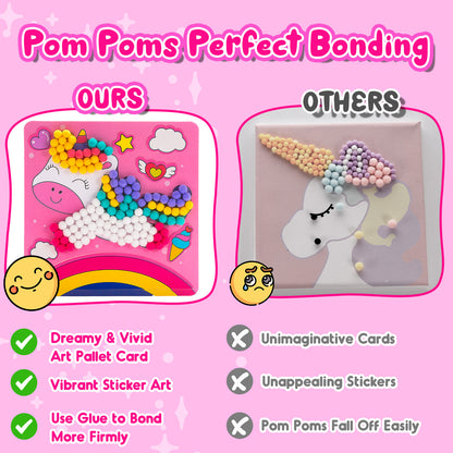 Craft Kits for Kids Girls Ages 3 4 5 6, DIY Unicorn Crafts with Pom Pom Balls, Fine Motor Skills Toys Gifts for 3-6 Year Old Girls