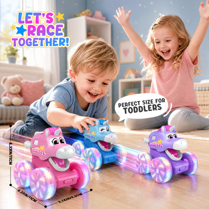 3 Pcs Unicorn Truck Set, Unicorn Toy Gift for Girls Ages 3–8, Unicorn Car Set