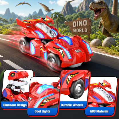 Dinosaur Transform RC Car for Kids, Dinosaur Toys for Kids 3-5, 3 4 5 6 7 8 Year Old Boys Gift, Remote Control Car-Red