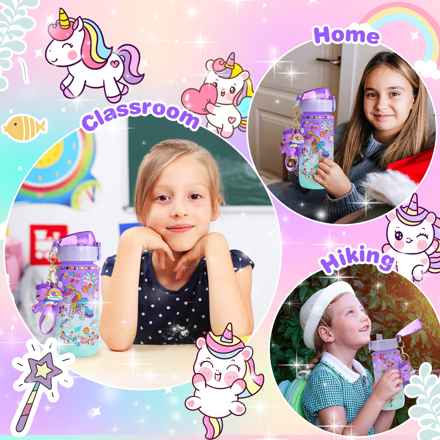 Decorate Your Own Water Bottle for Girls, Gifts for 5 6 7 8 9 Year Old Girls, Unicorn Painting Craft Girls Birthday Gifts, Unicorn Themed Craft Kits for Girls Ages 6-12