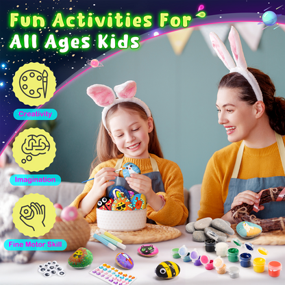 Rock Painting Kits for Kids, Glow in the Dark Rock Arts and Crafts Supplies, Craft Kit for Kids Creative DIY Gift for 6 7 8 9 10-12 Year Old Boys Girls