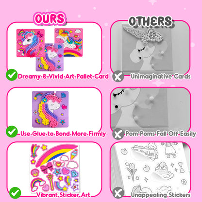 Craft Kits for Kids Girls Ages 3 4 5 6, DIY Unicorn Crafts with Pom Pom Balls, Fine Motor Skills Toys Gifts for 3-6 Year Old Girls