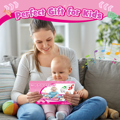 Musical Toys Baby Piano Mat 1 Year Old Girls Toys, Keyboard & Drum Musical Mat, Gifts for 1 2 3 Years Old Girls, Music Sensory Play Mat Toys for Girls Ages 1 2 3 4
